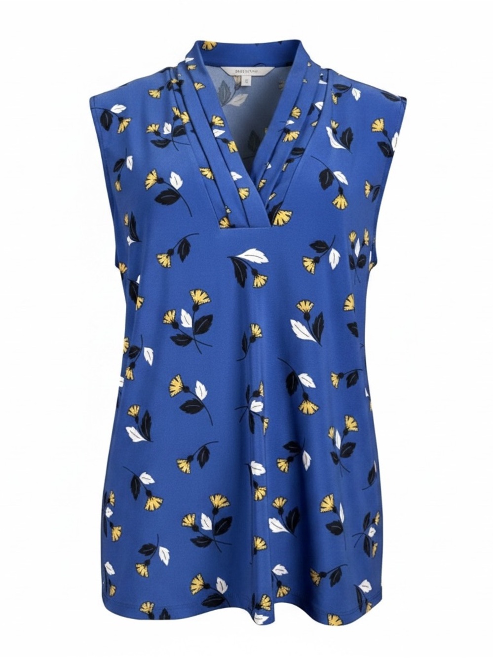 Brand New-Anne Klein Royal Blue Floral Sleeveless V-Neck Top